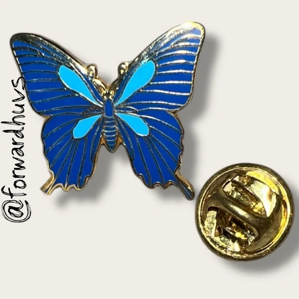 Bundle Sale 3 for $15 | Gold Tone Butterfly Pin –  Blue Enamel